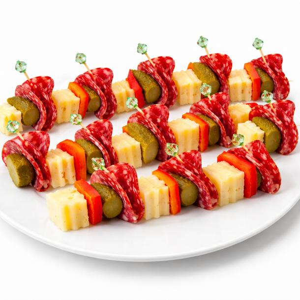 Канапе «Баварская колбаска с сыром и овощами» Канапе «Баварская колбаска с сыром и овощами»